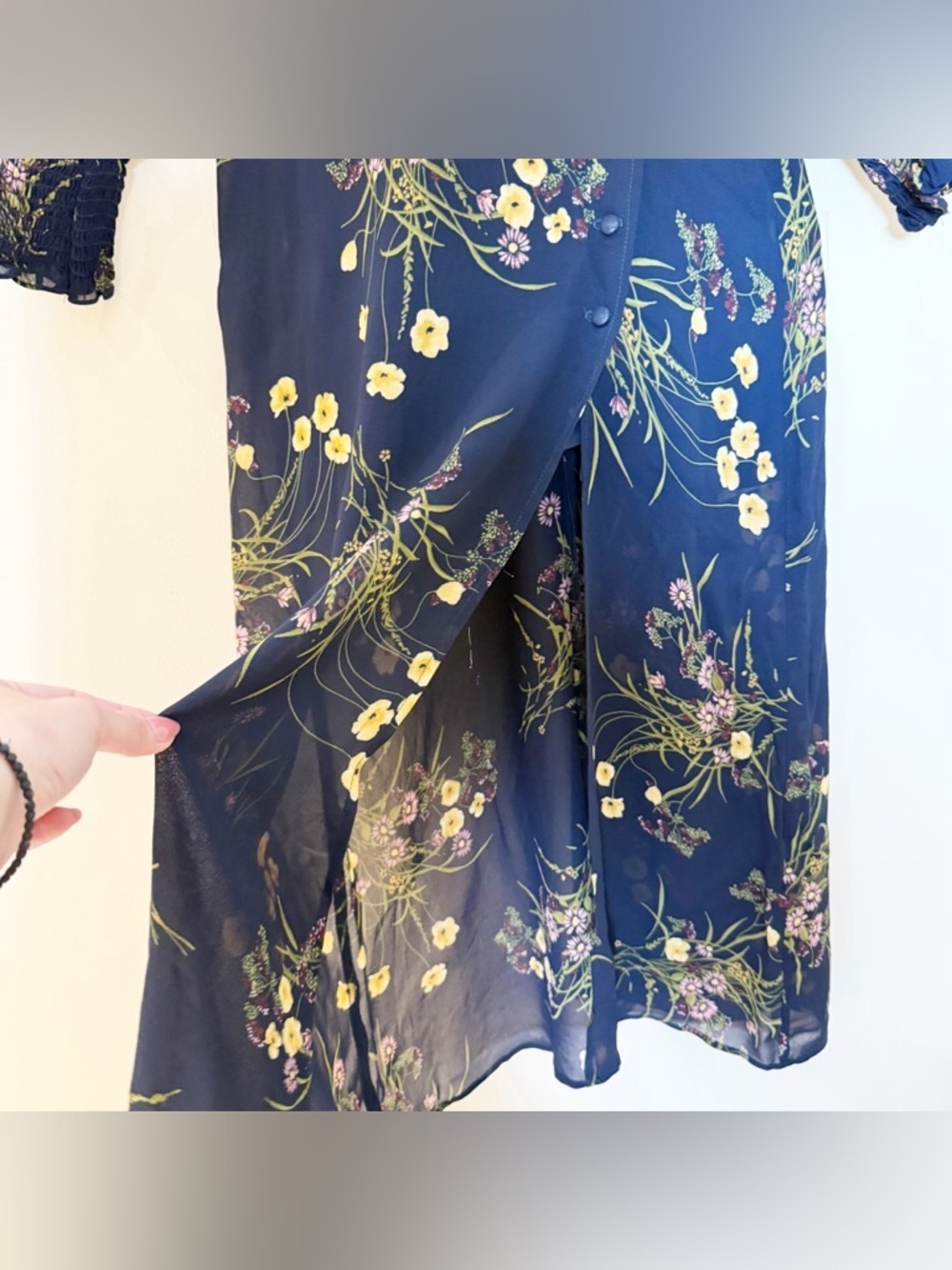 Reformation Valentin Dress in Anastasia - Black Green Floral long sleeve SIZE 0 - Picture 8 of 11